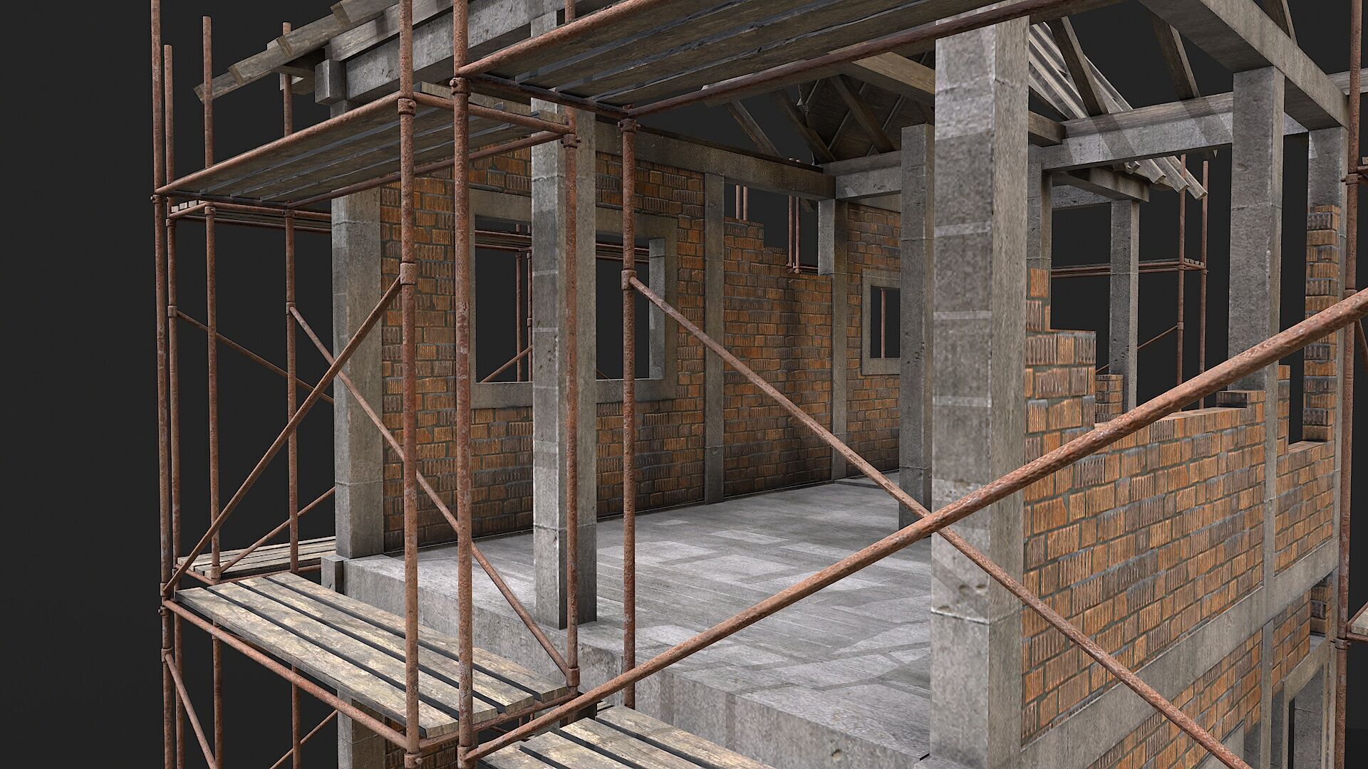 Building Construction and Scaffolding Low-poly 3D model_3