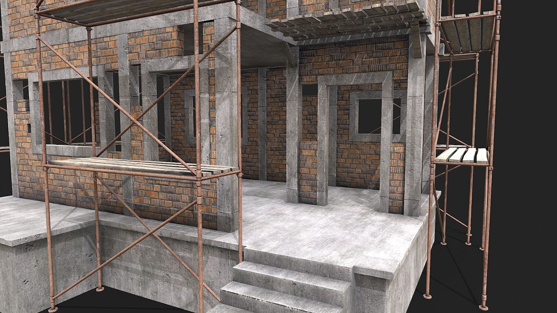 Building Construction and Scaffolding Low-poly 3D model_8