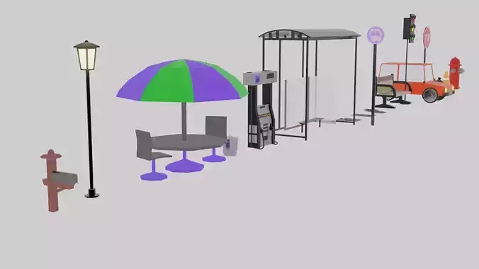 Low poly city assete