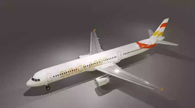 Sunclass airbus a321-211 low poly 3D Model 