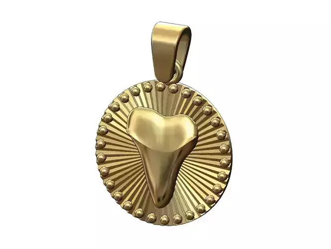 Faceted beaded coin shark tooth pendant charm