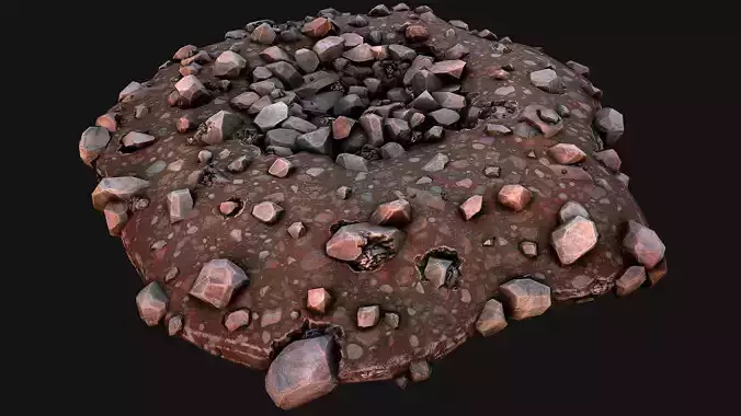 Iron Ore Stone Deposits for Mine Environment Low-poly 3D model