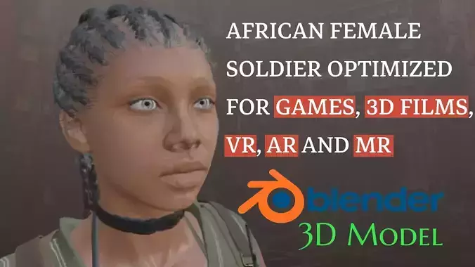 Realistic Military African Female Soldier