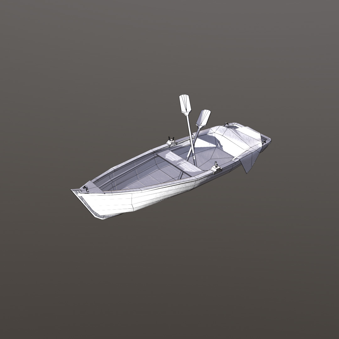 Old wooden boat 3D model Low-poly 3D model_8
