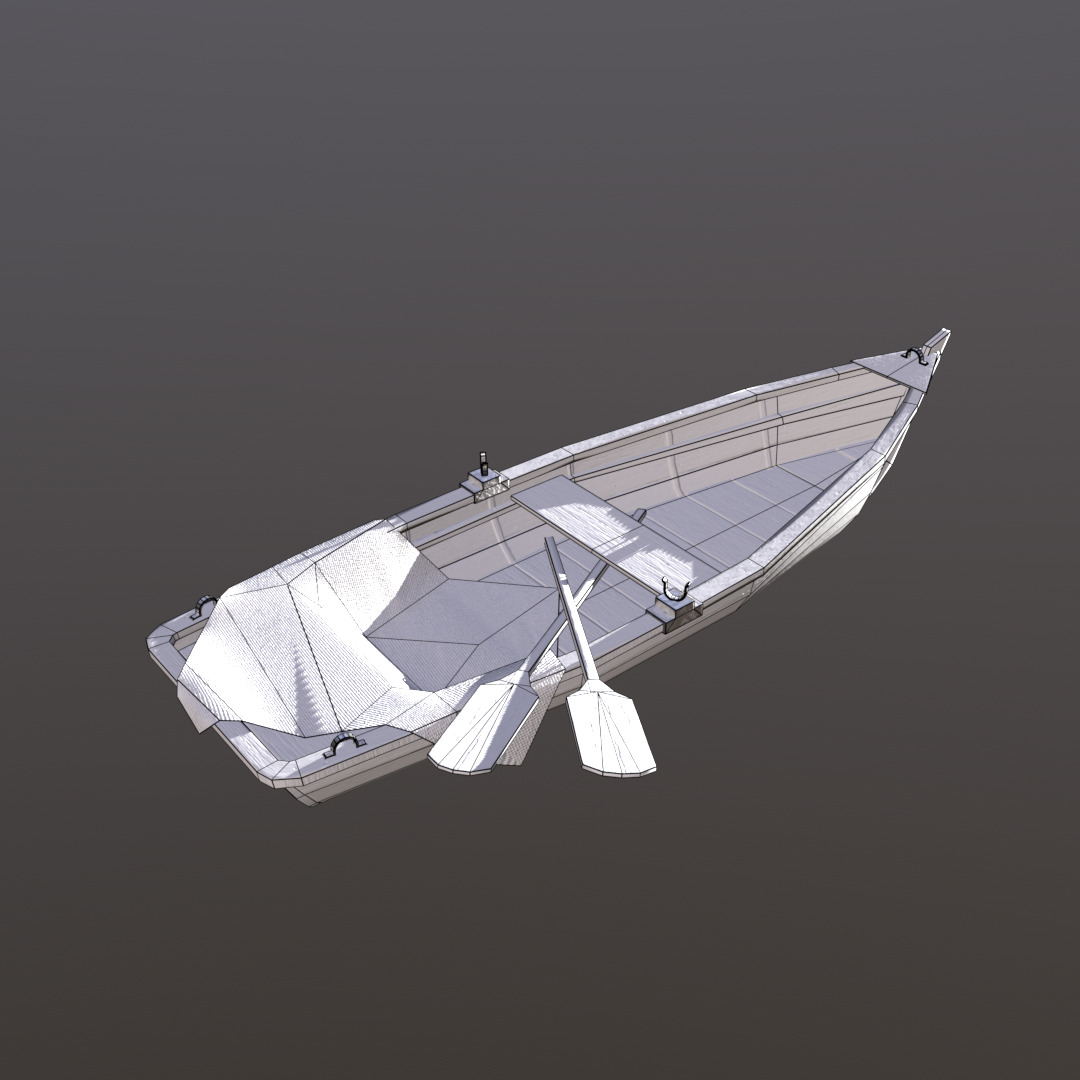 Old wooden boat 3D model Low-poly 3D model_9