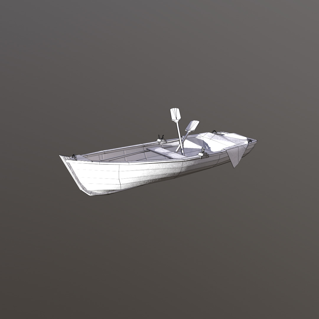 Old wooden boat 3D model Low-poly 3D model_6