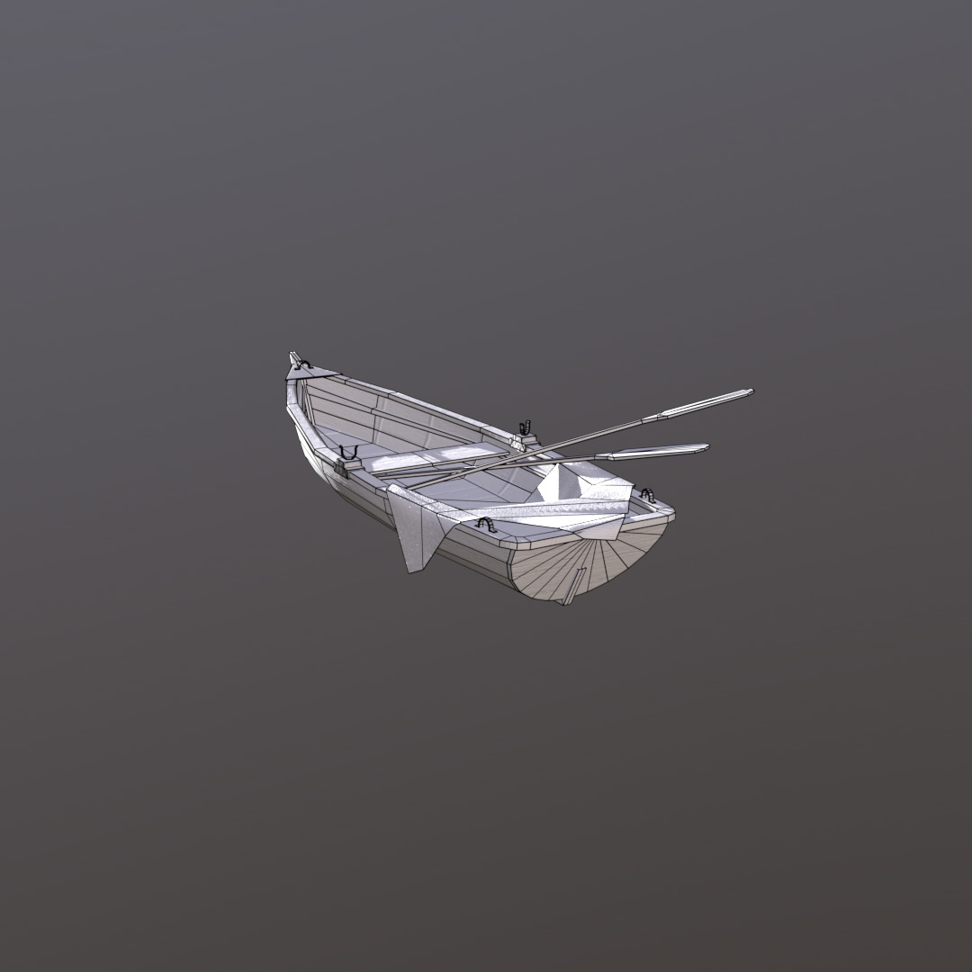 Old wooden boat 3D model Low-poly 3D model_5