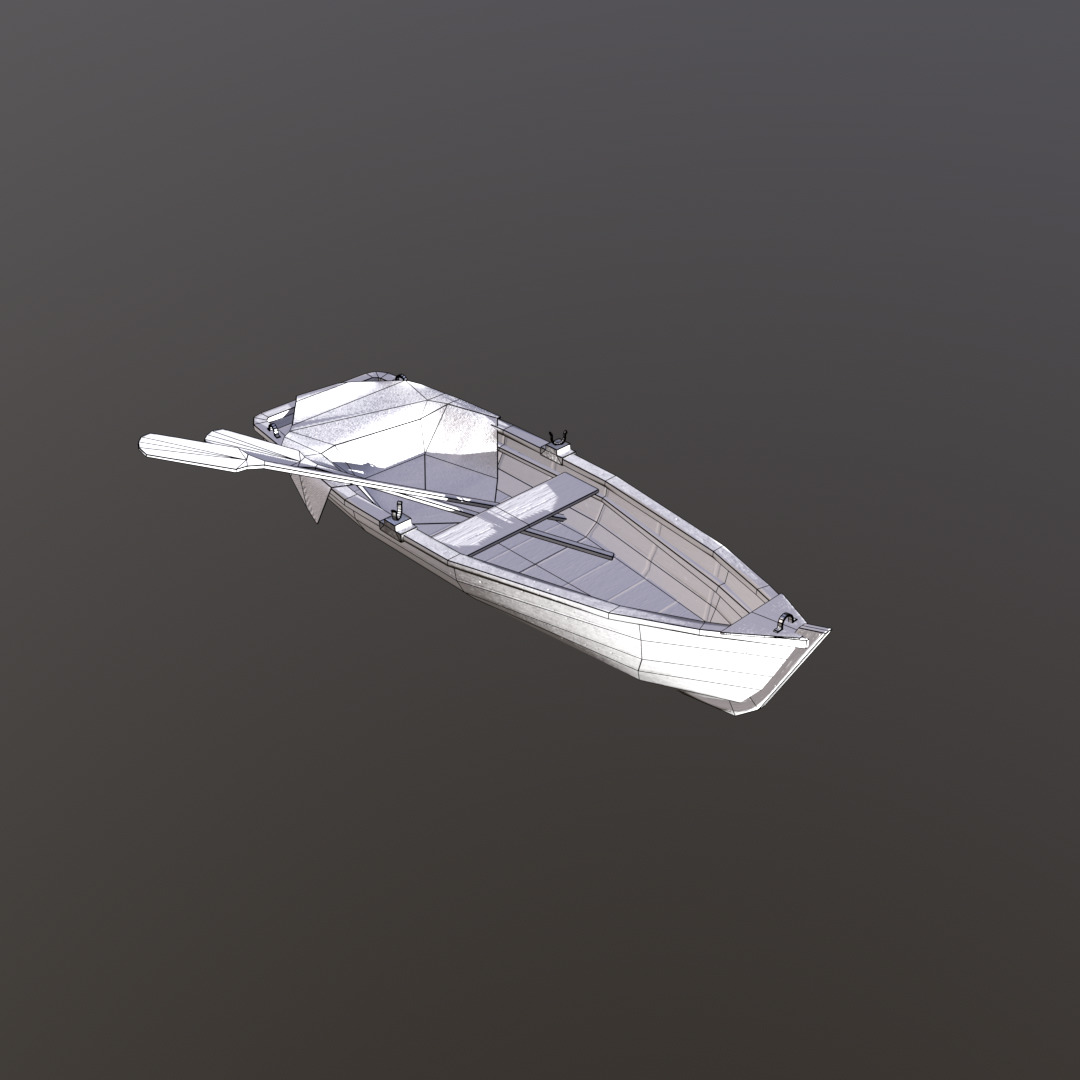 Old wooden boat 3D model Low-poly 3D model_7