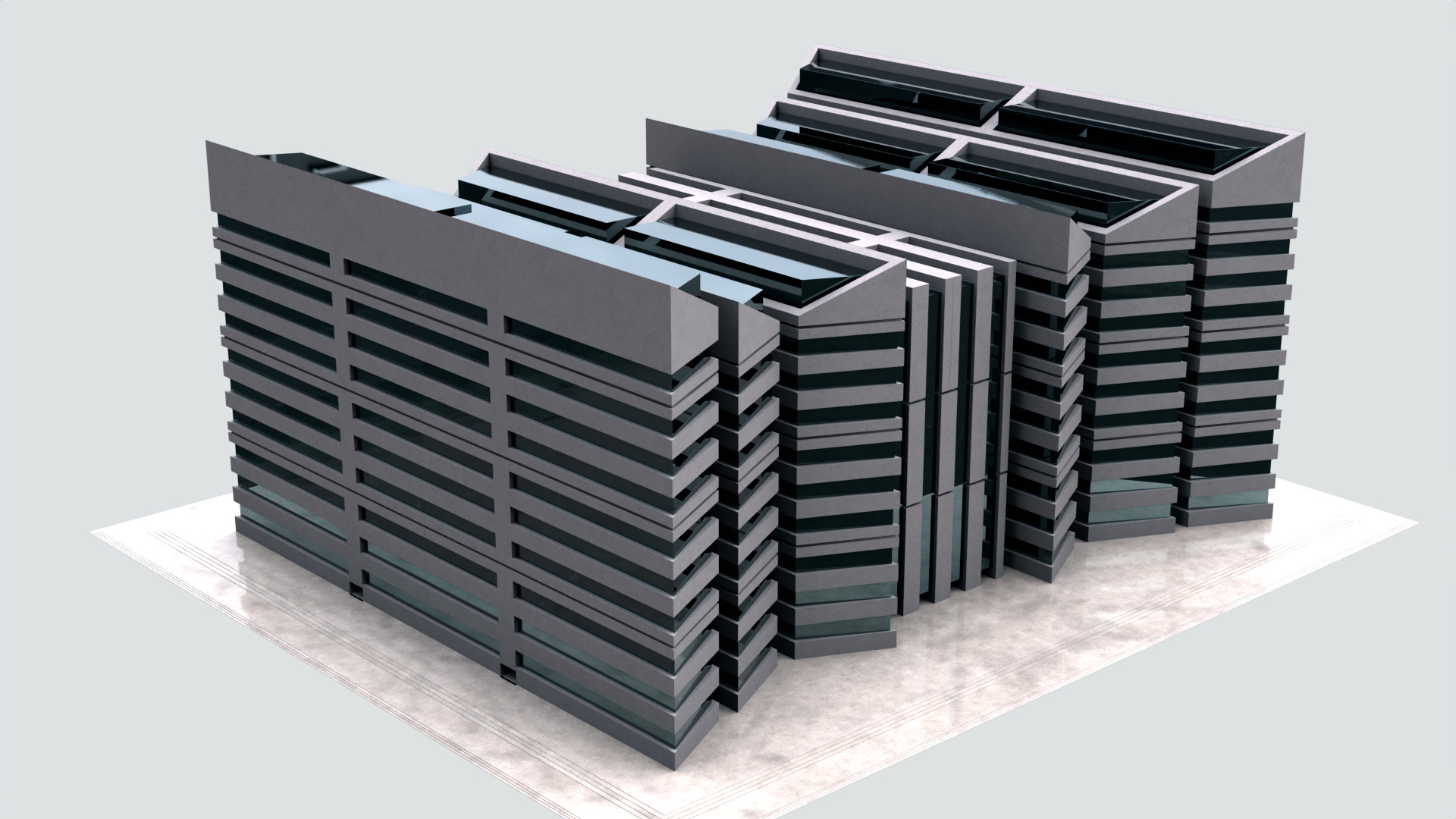 Modern Building Concept V301-LowPoly Low-poly 3D model_4