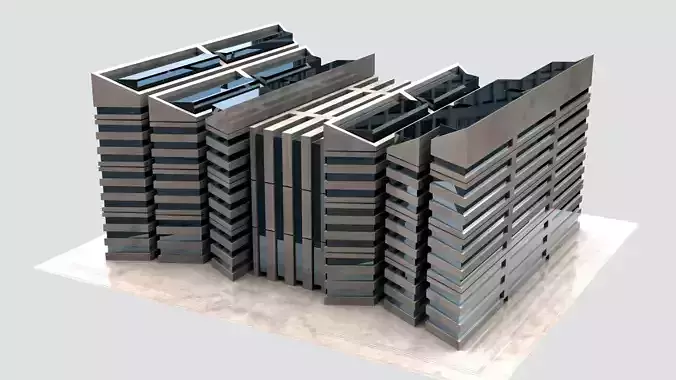 Modern Building Concept V301-LowPoly Low-poly 3D model