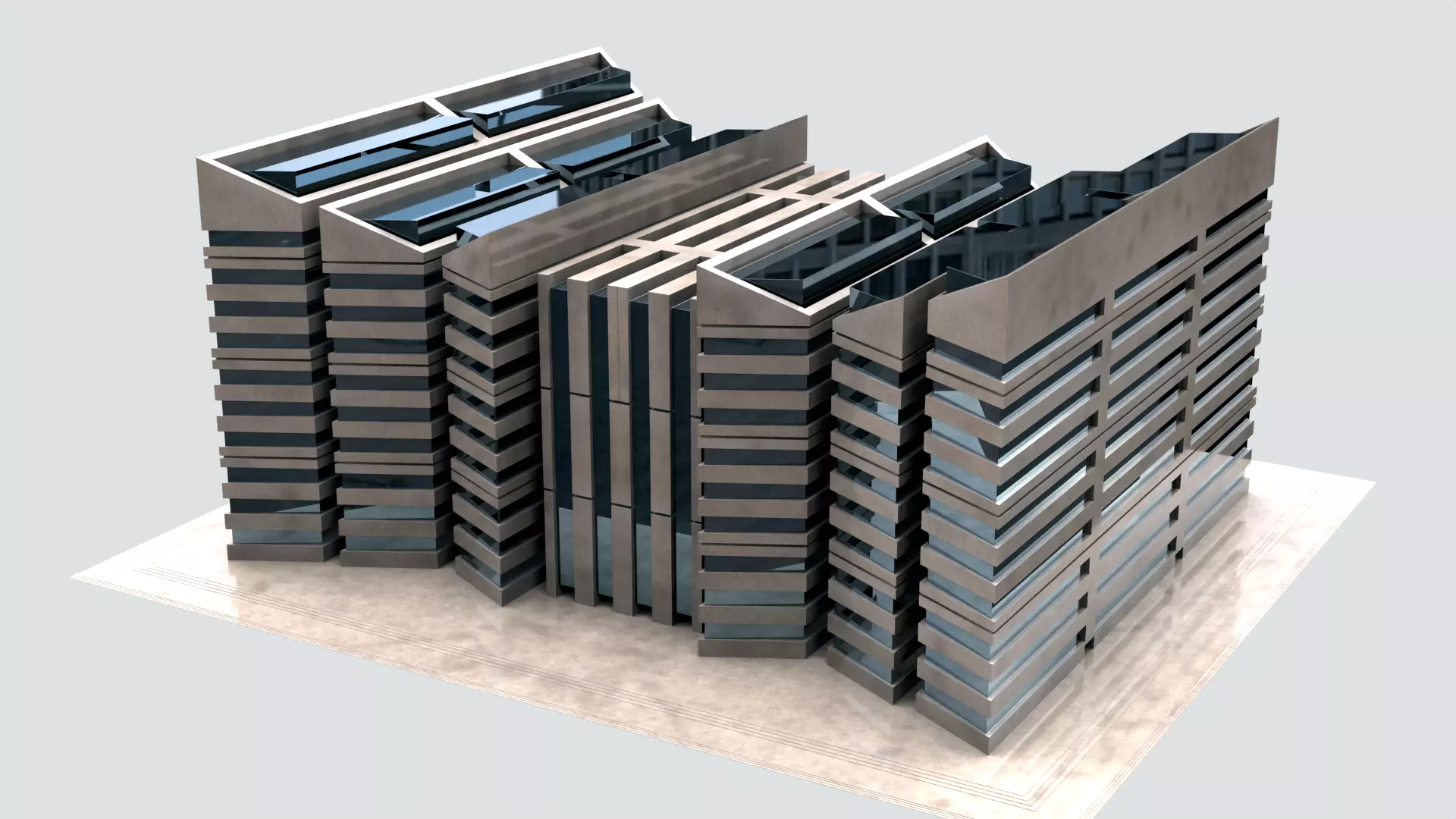 Modern Building Concept V301-LowPoly Low-poly 3D model_0