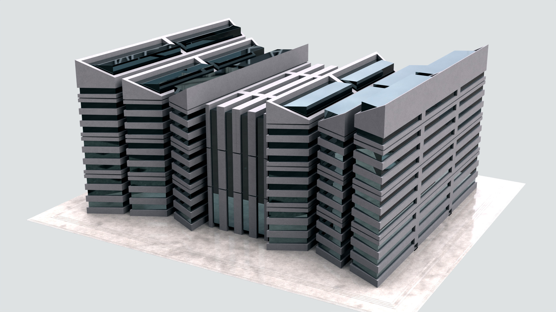 Modern Building Concept V301-LowPoly Low-poly 3D model_7