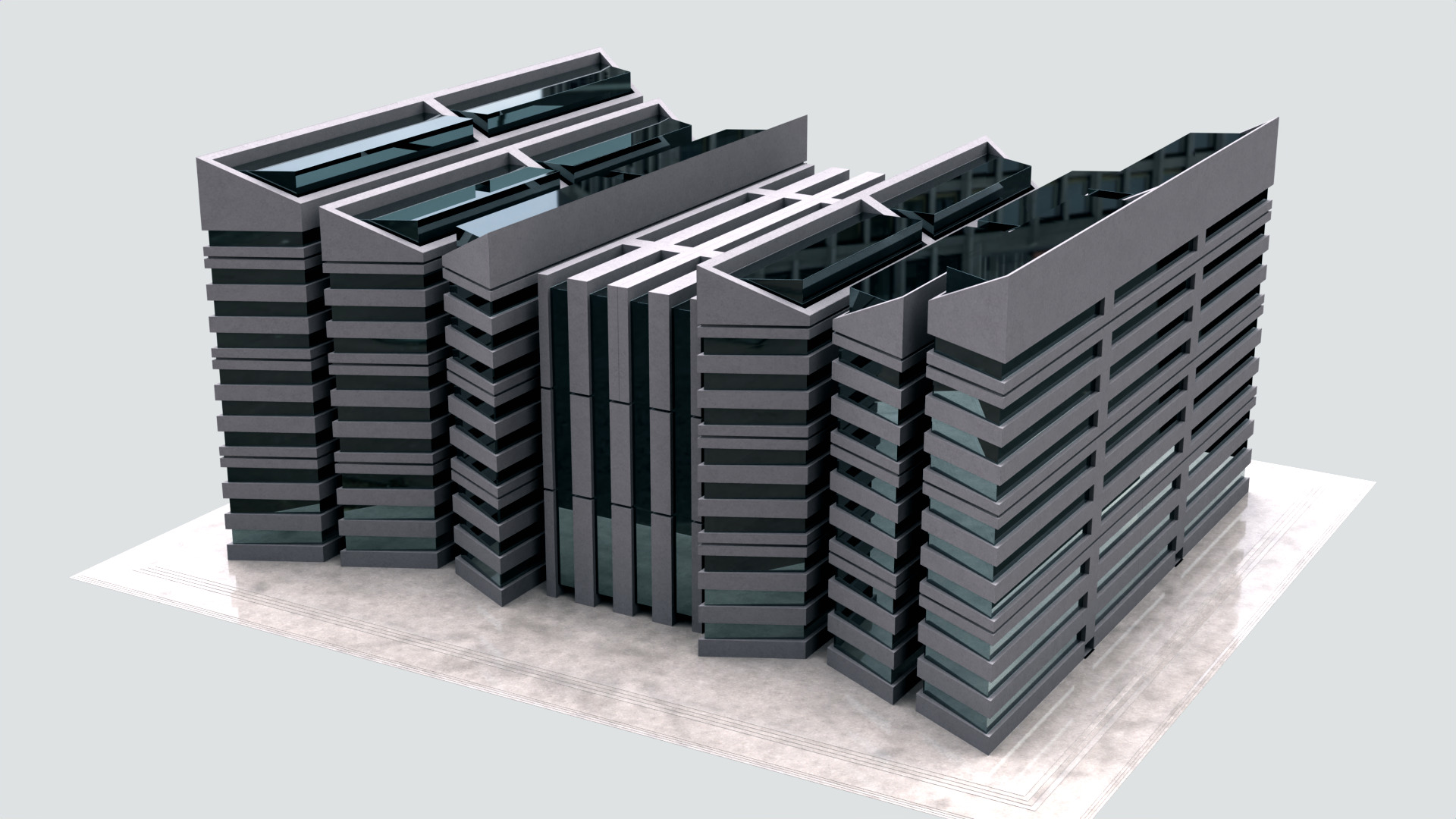 Modern Building Concept V301-LowPoly Low-poly 3D model_2