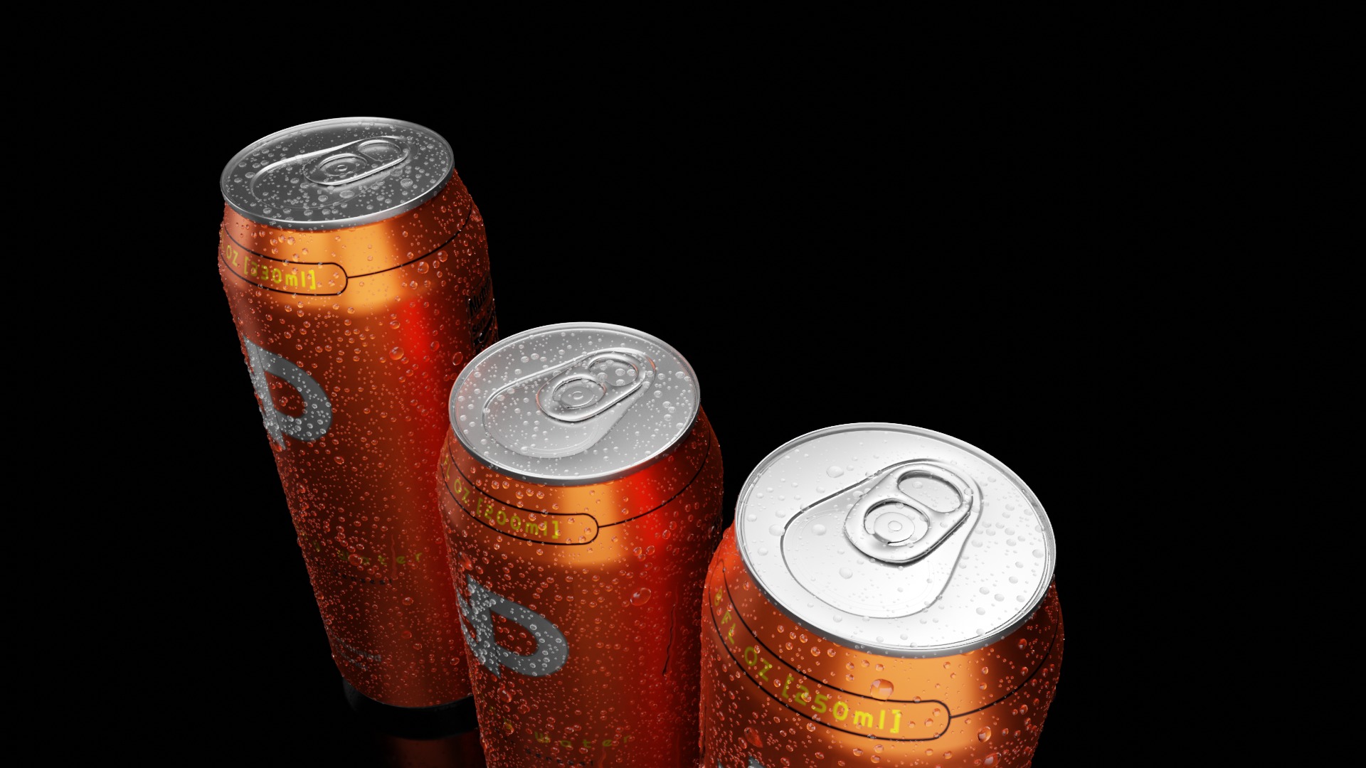 Beverage Cans Set Open and Closed Tabs with Droplets 3D Model Collection_23