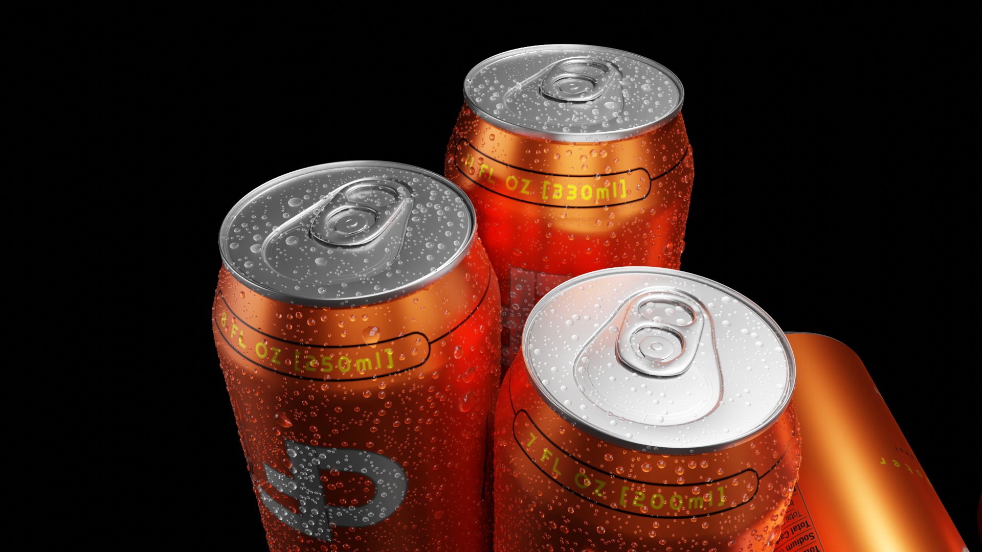 Beverage Cans Set Open and Closed Tabs with Droplets 3D Model Collection_20