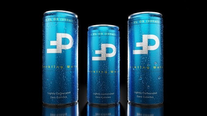 Beverage Cans Set Open and Closed Tabs with Droplets 3D Model Pack 6