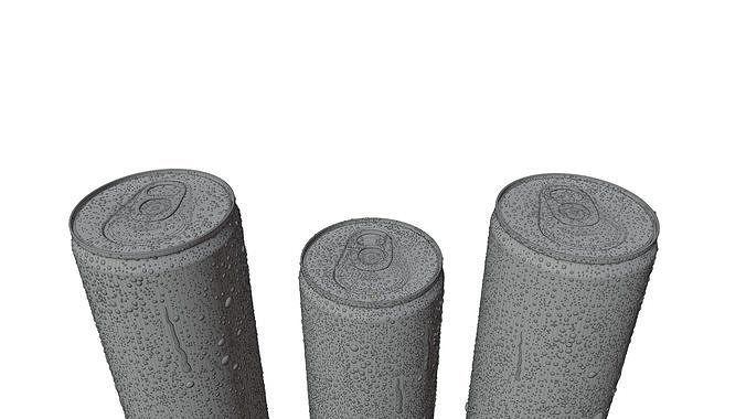 Beverage Cans Set Open and Closed Tabs with Droplets 3D Model Pack 7