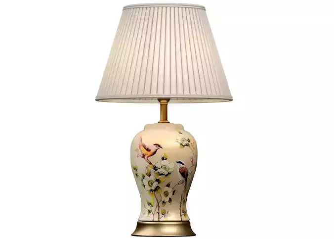 ZEDARO Painted Flower and Bird Ceramic Table Lamp