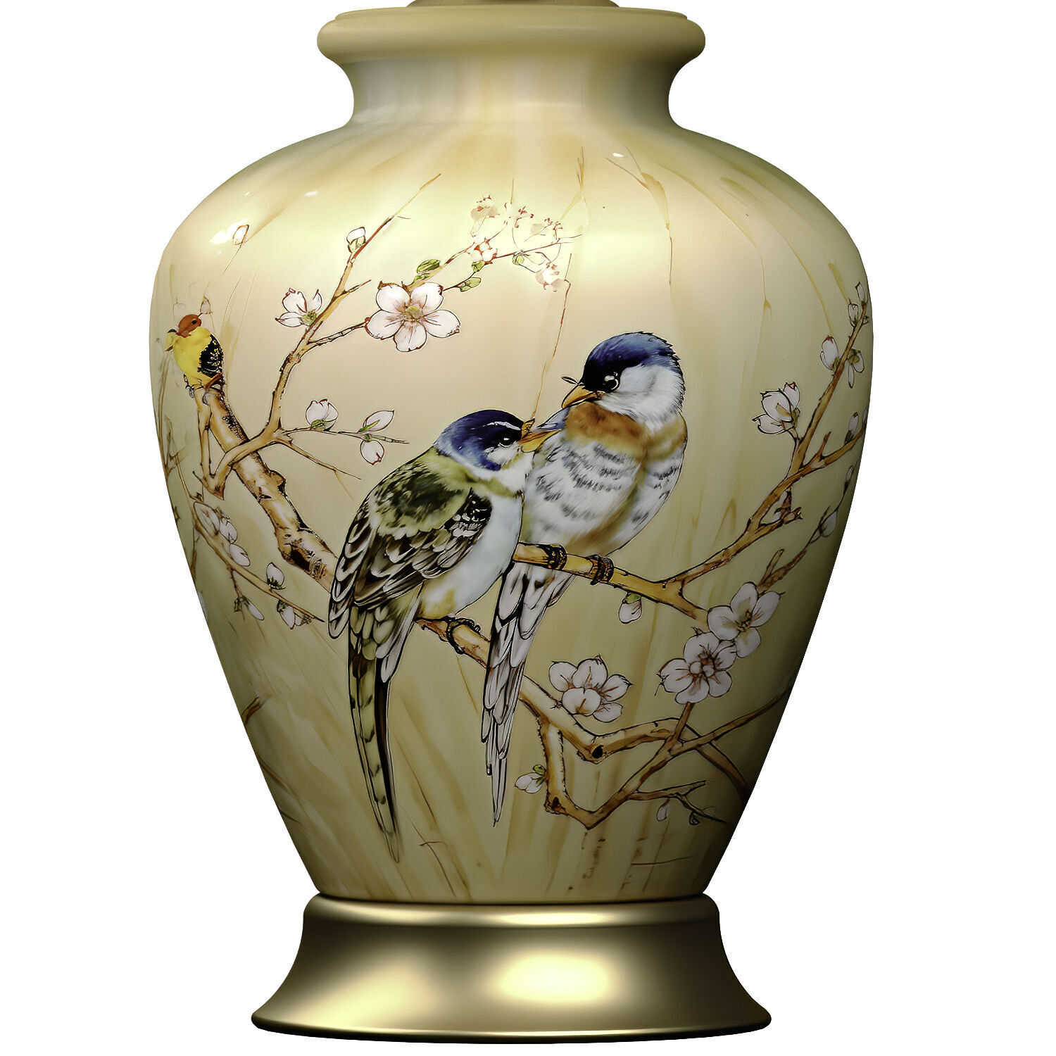 ZEDARO European Sakura Flower and Bird ceramic table lamp 3D model_1