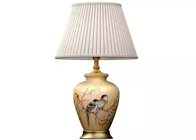 ZEDARO European Sakura Flower and Bird ceramic table lamp