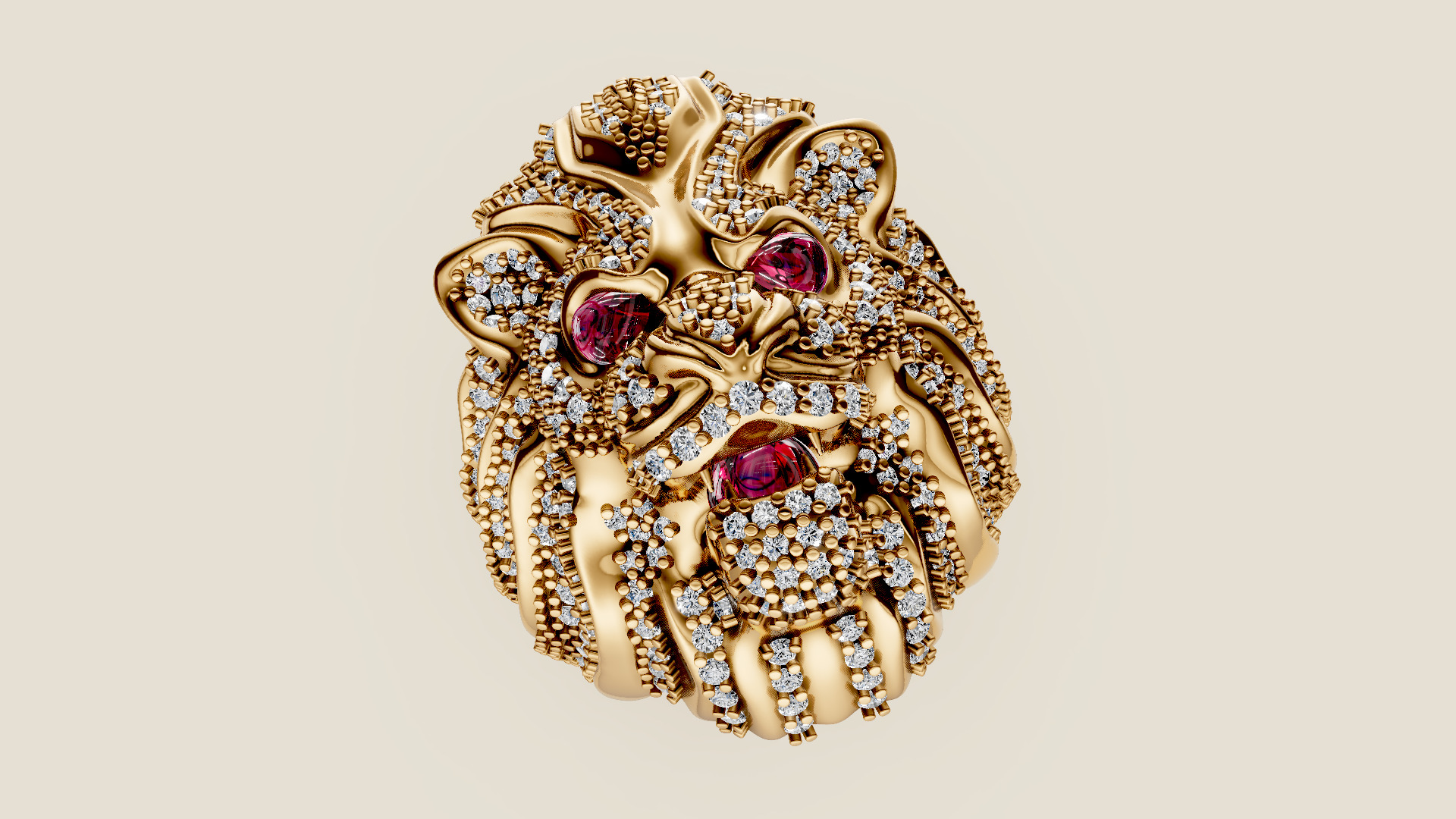 Lion Diamond Ring 3D print model_3