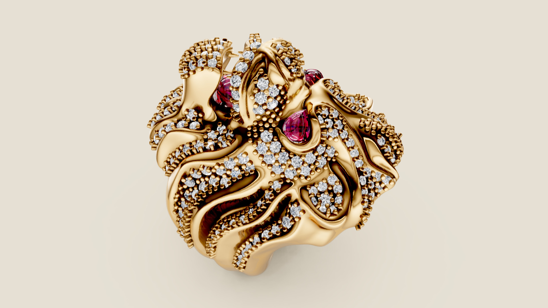 Lion Diamond Ring 3D print model_2