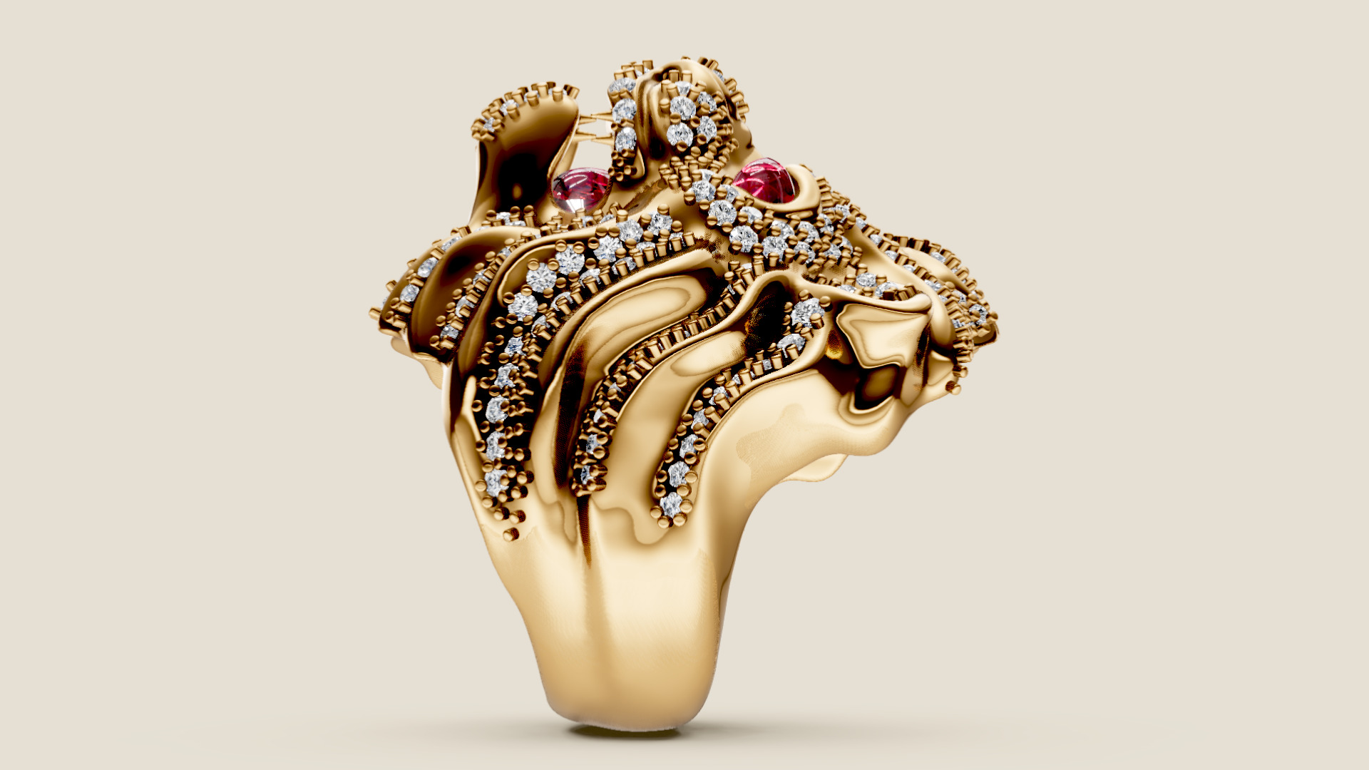 Lion Diamond Ring 3D print model_7