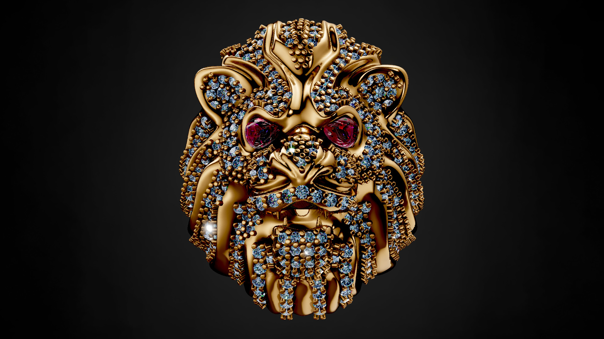 Lion Diamond Ring 3D print model_5