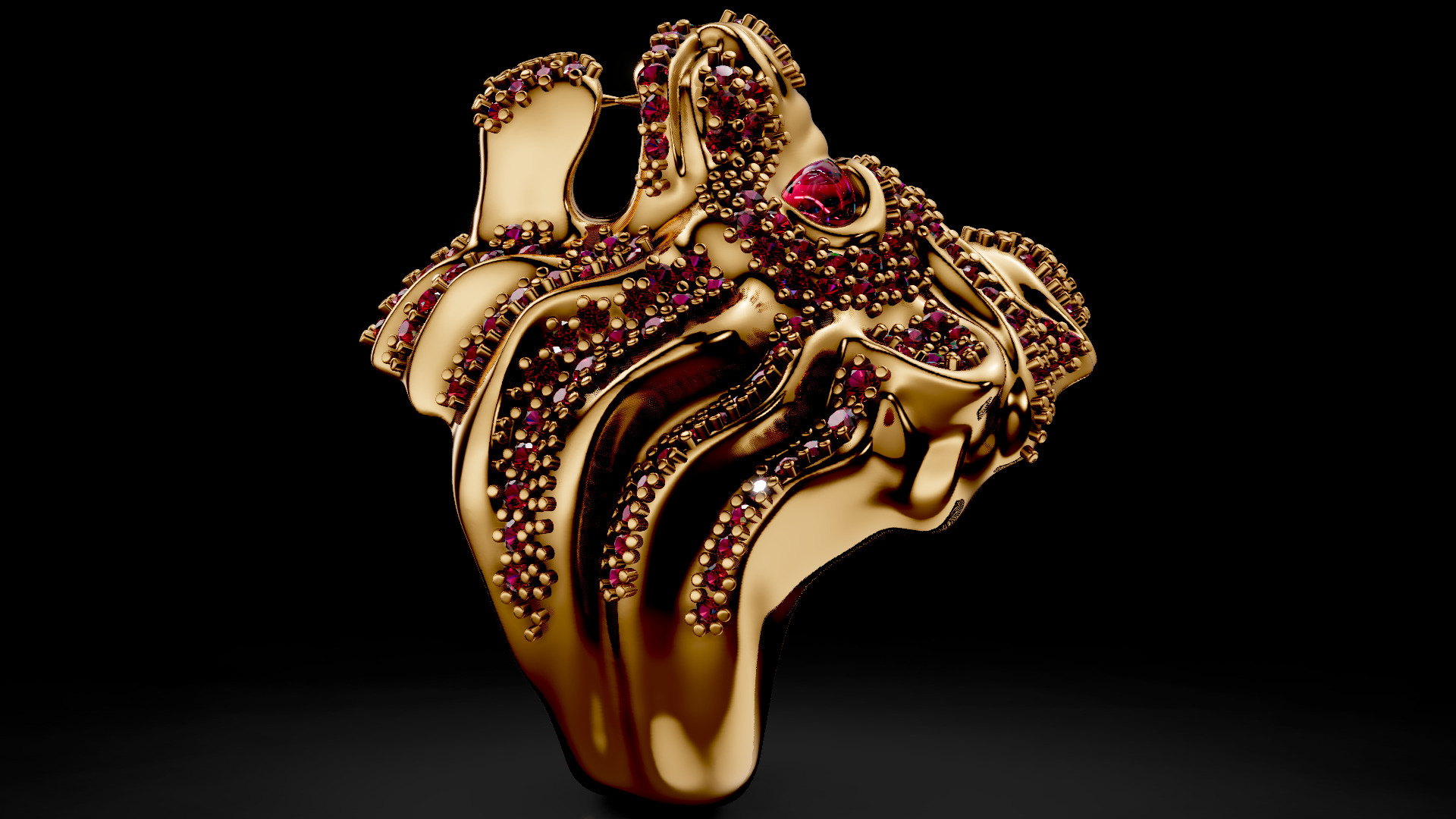 Lion Diamond Ring 3D print model_4