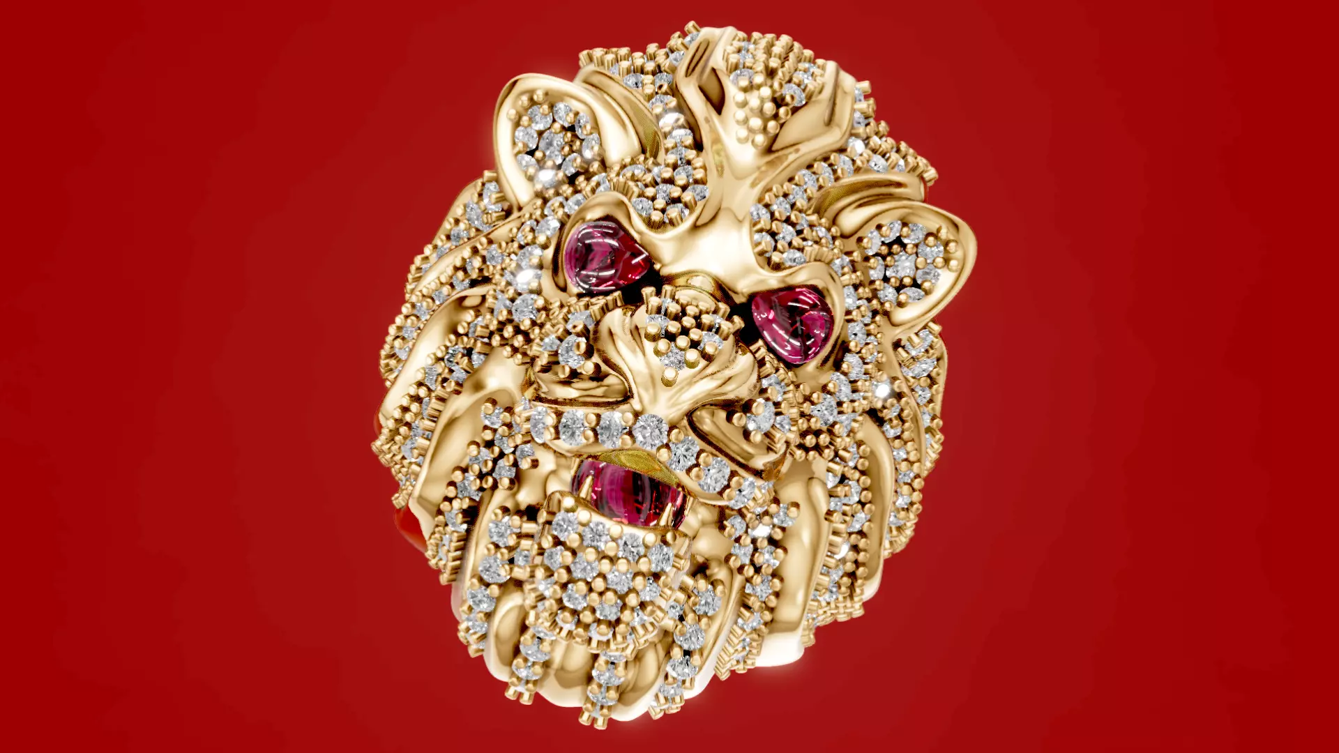 Lion Diamond Ring 3D print model_0