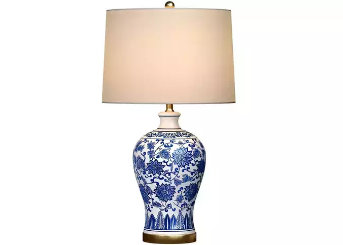 Table lamp Jennifer Ginger Jar Lotos Traditional Decorative  3D model
