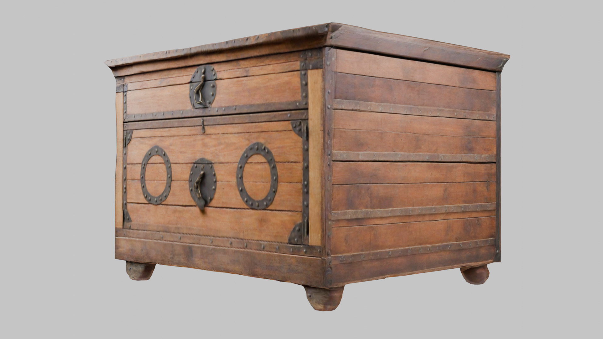 wooden Box medieval Low-poly 3D model_6
