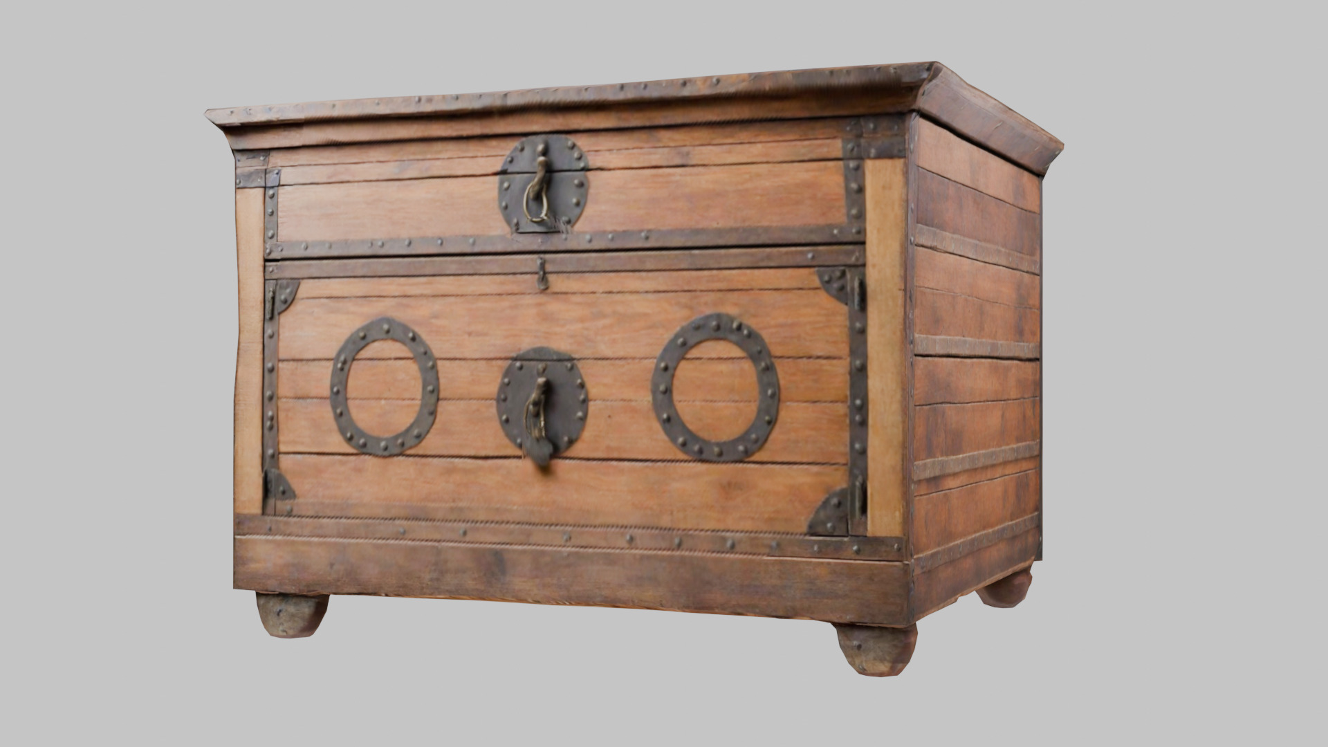 wooden Box medieval Low-poly 3D model_7