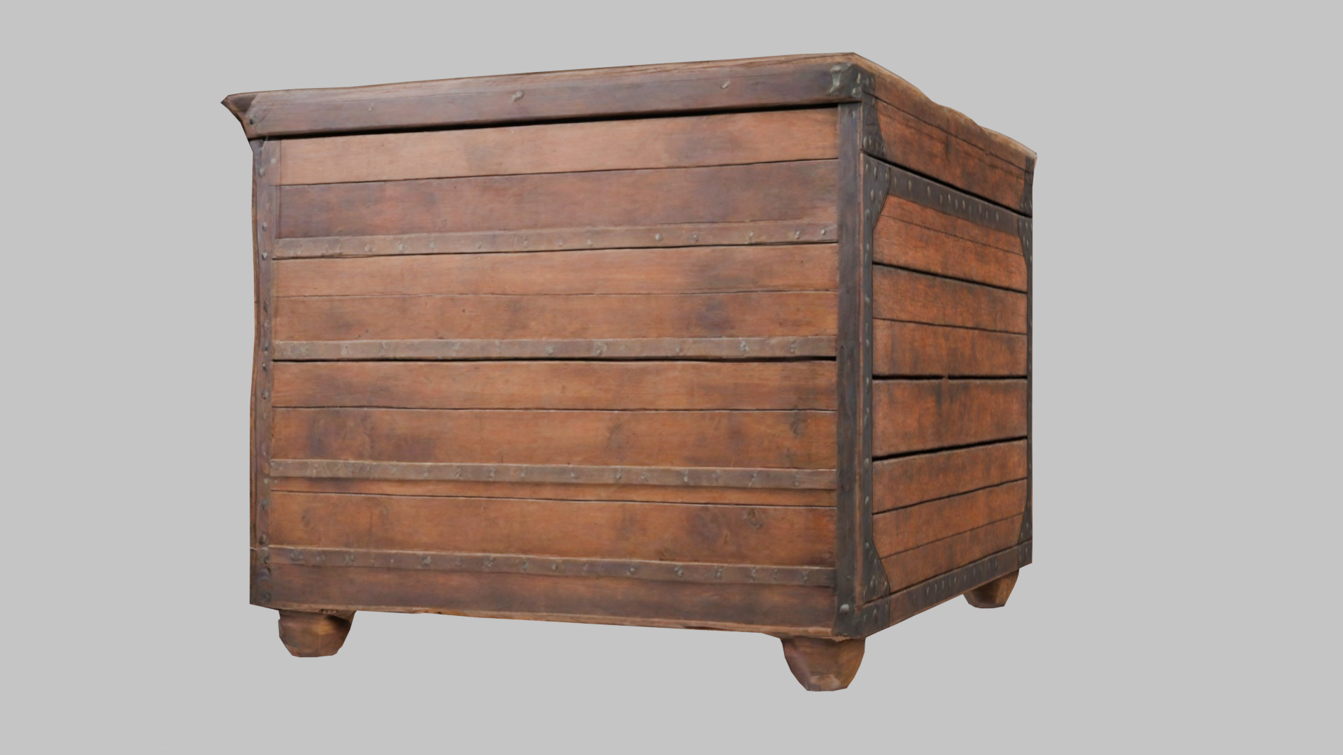 wooden Box medieval Low-poly 3D model_3