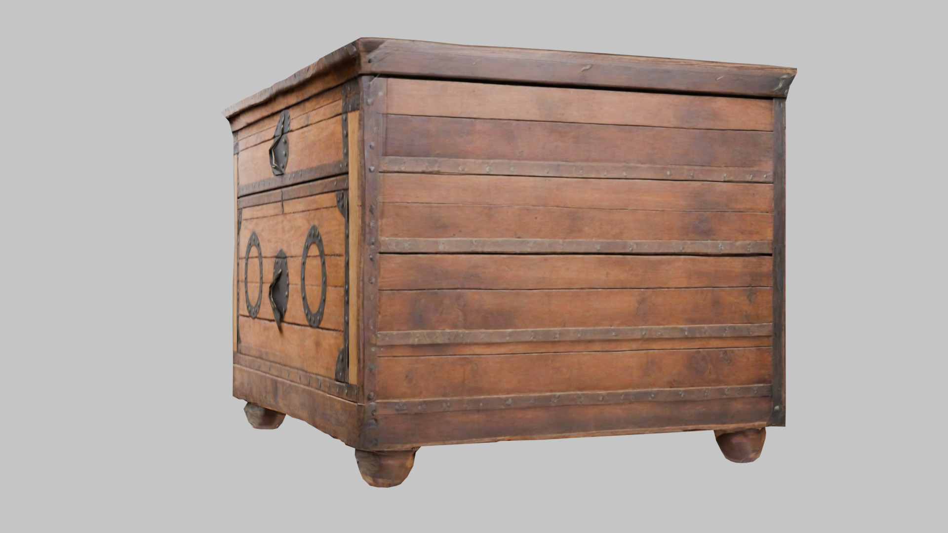 wooden Box medieval Low-poly 3D model_5