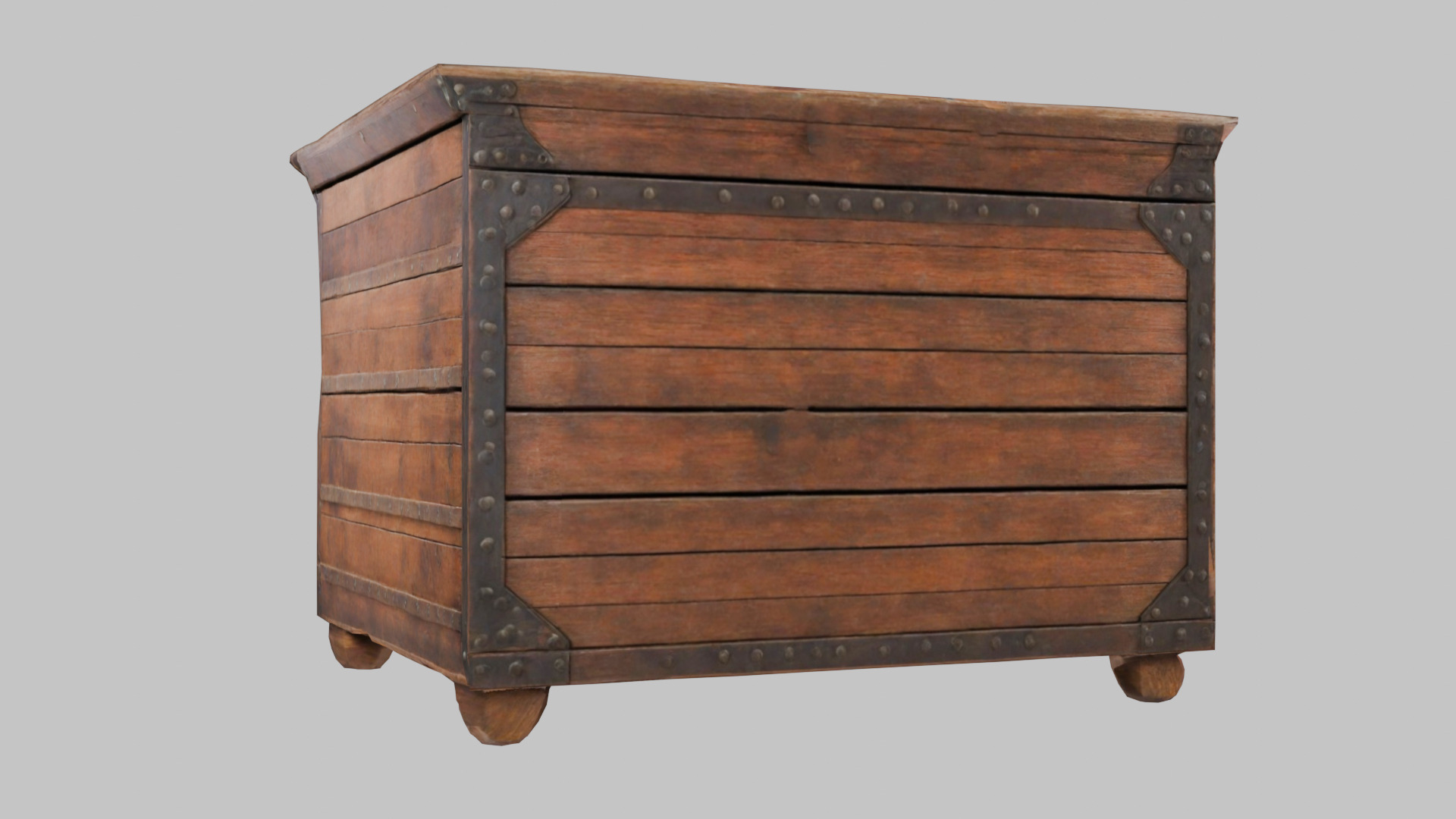 wooden Box medieval Low-poly 3D model_1