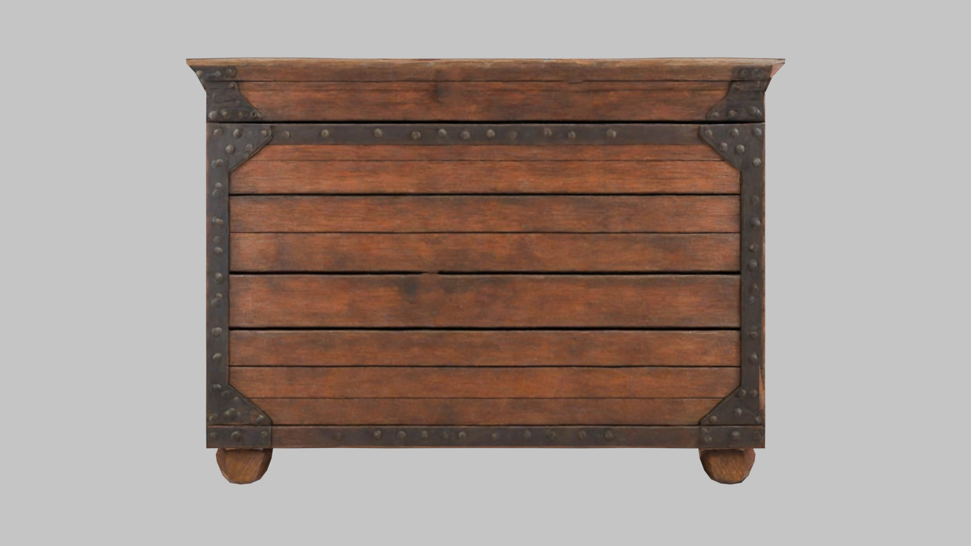 wooden Box medieval Low-poly 3D model_15