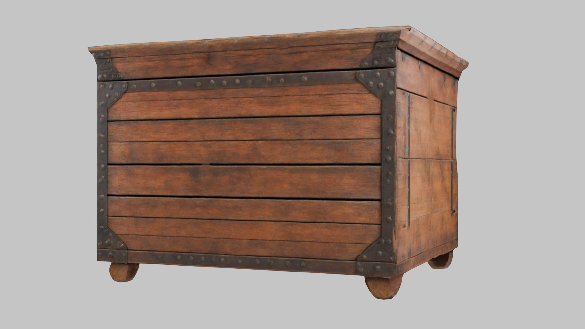 wooden Box medieval Low-poly 3D model_14