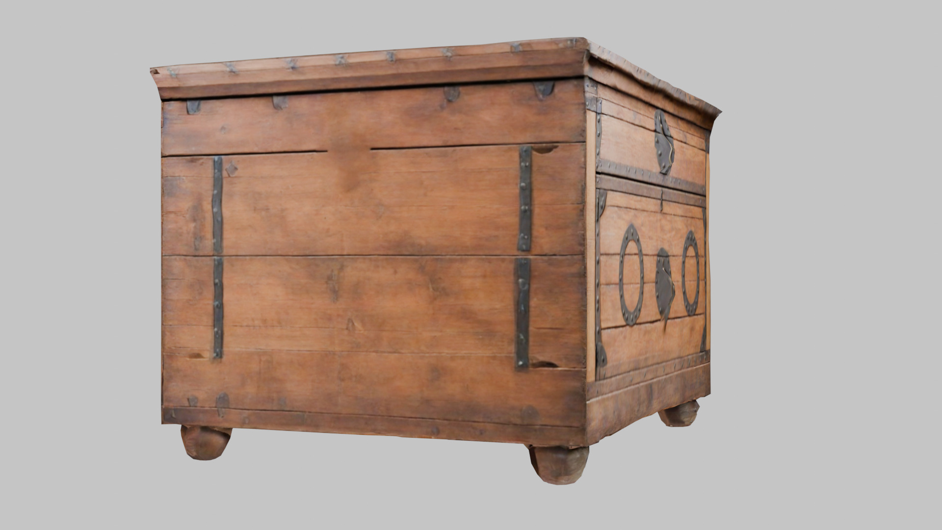 wooden Box medieval Low-poly 3D model_10