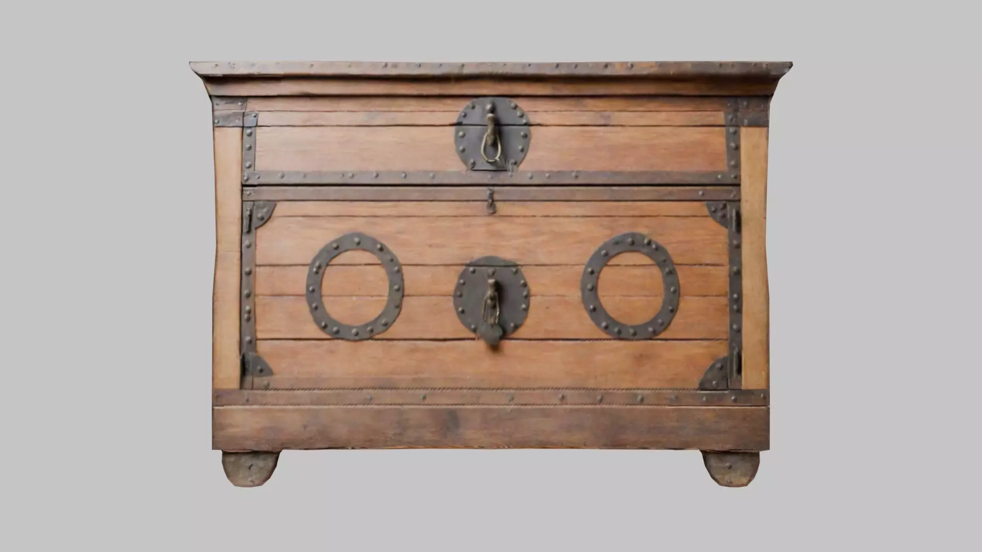 wooden Box medieval Low-poly 3D model_0