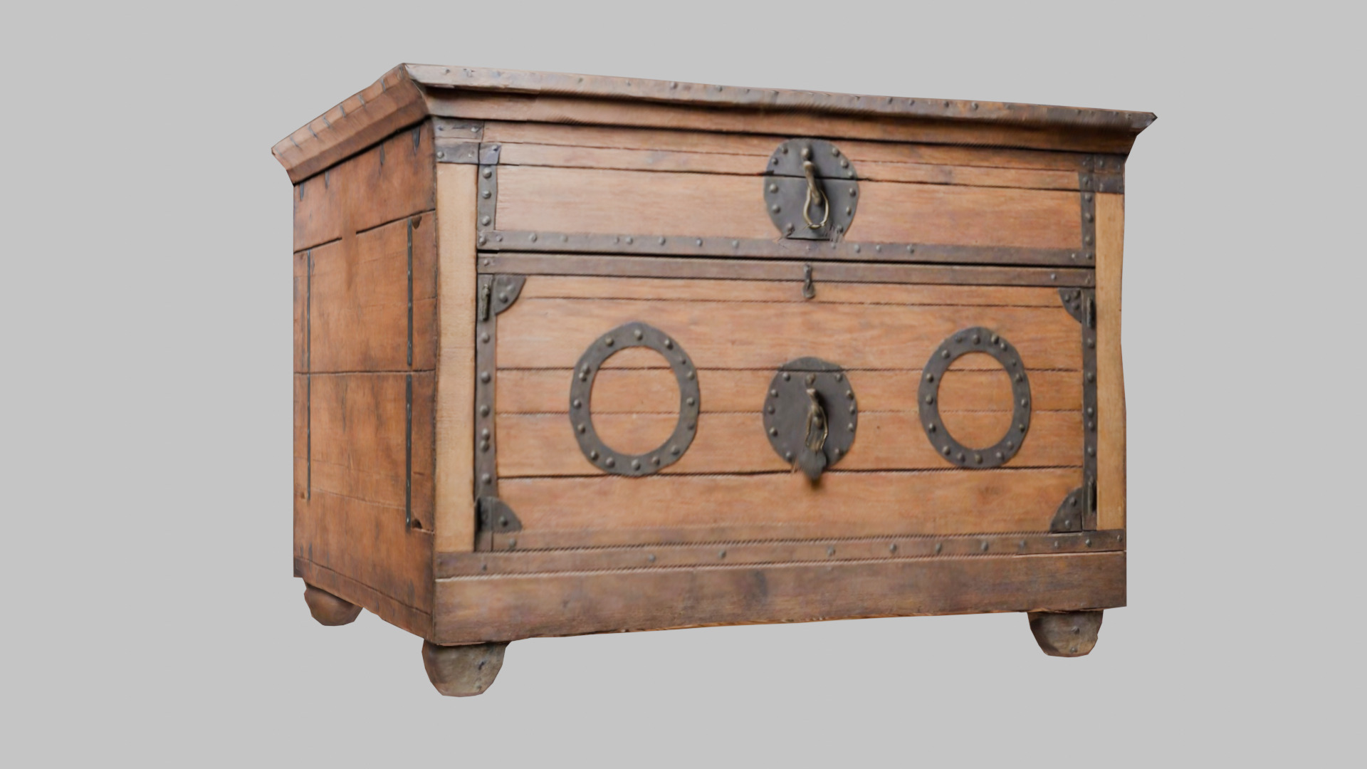 wooden Box medieval Low-poly 3D model_8