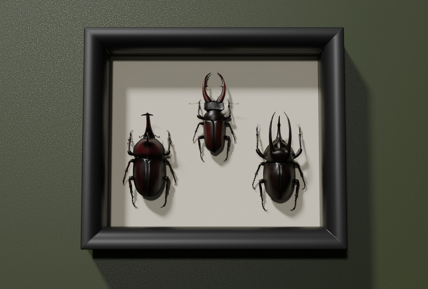 Stag rhinoceros atlas beetles realistic plus gold textures 3D model_3