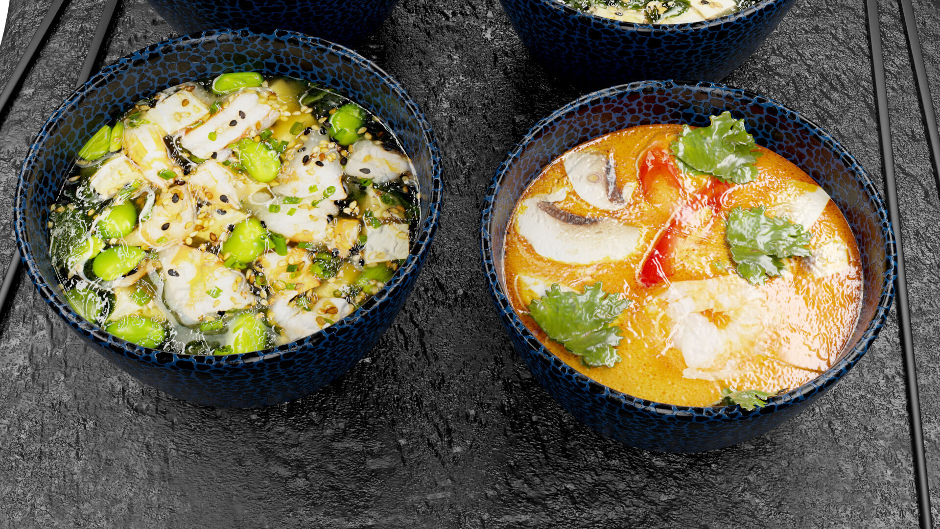 set of Asian soups in PBR Low-poly 3D model_5