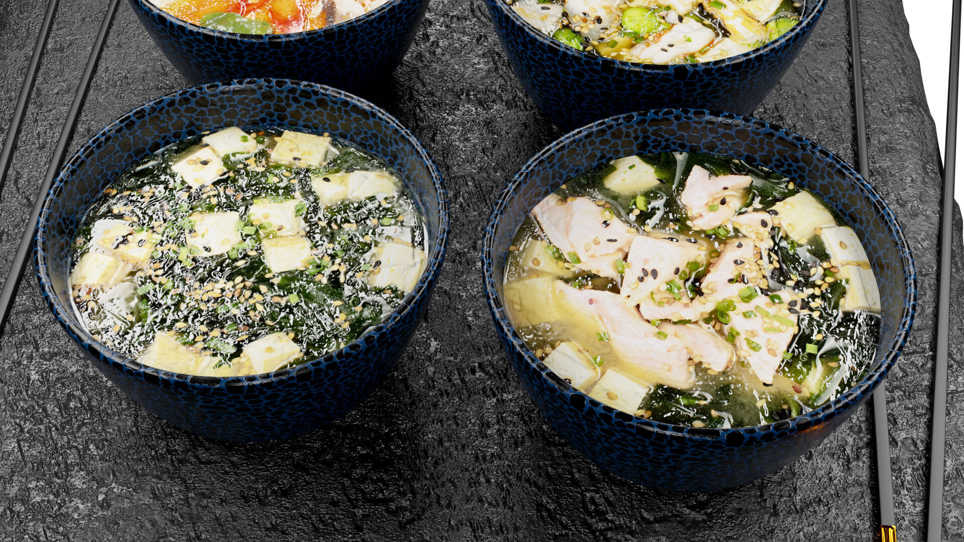 set of Asian soups in PBR Low-poly 3D model_4