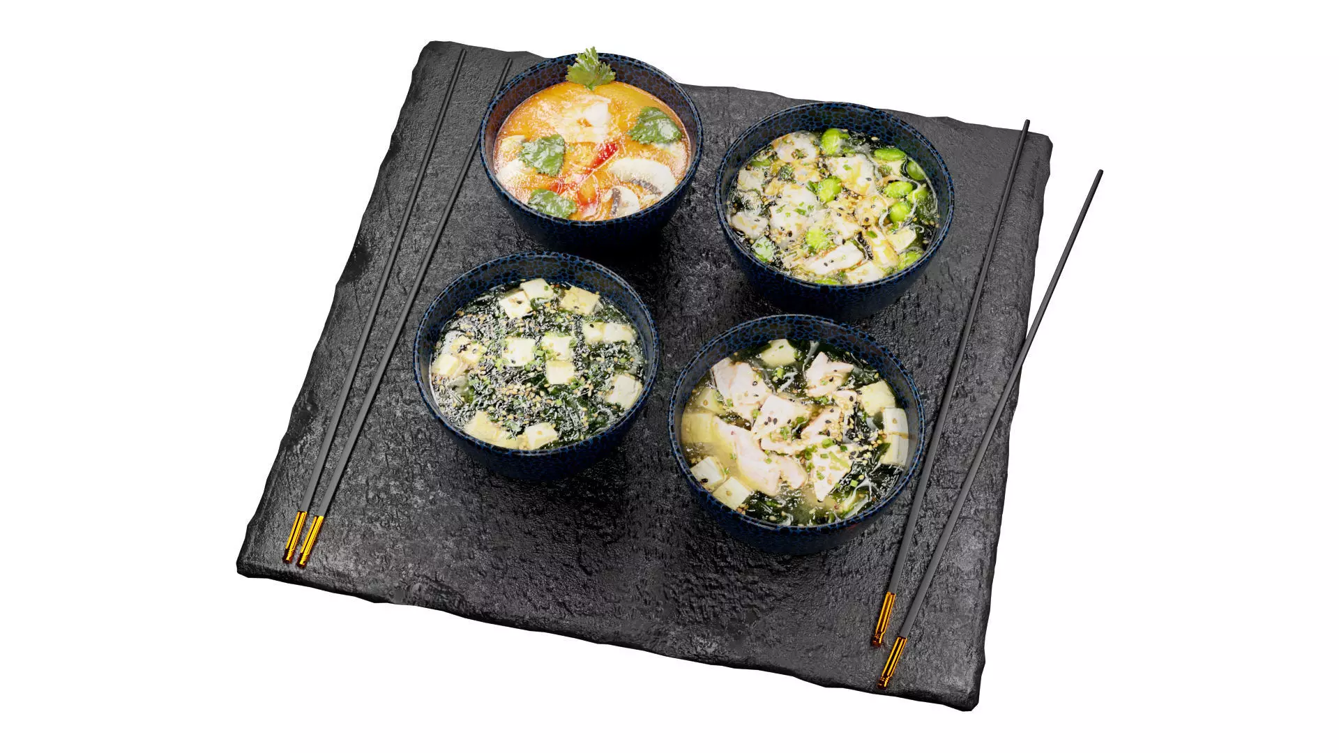 set of Asian soups in PBR Low-poly 3D model_0