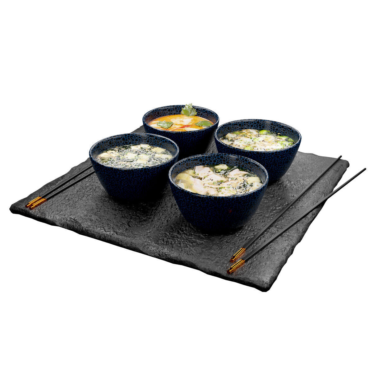 set of Asian soups in PBR Low-poly 3D model_2