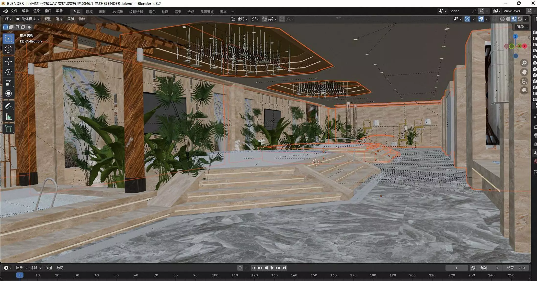Hot Spring Pool 3D model_4