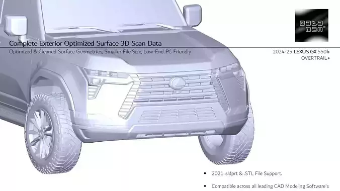 2024 2025 LEXUS GX 550h OVERTRAIL 3D Scan Surface Data