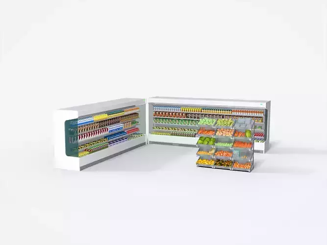 Supermarket Shelves Collection Low-poly 3D model