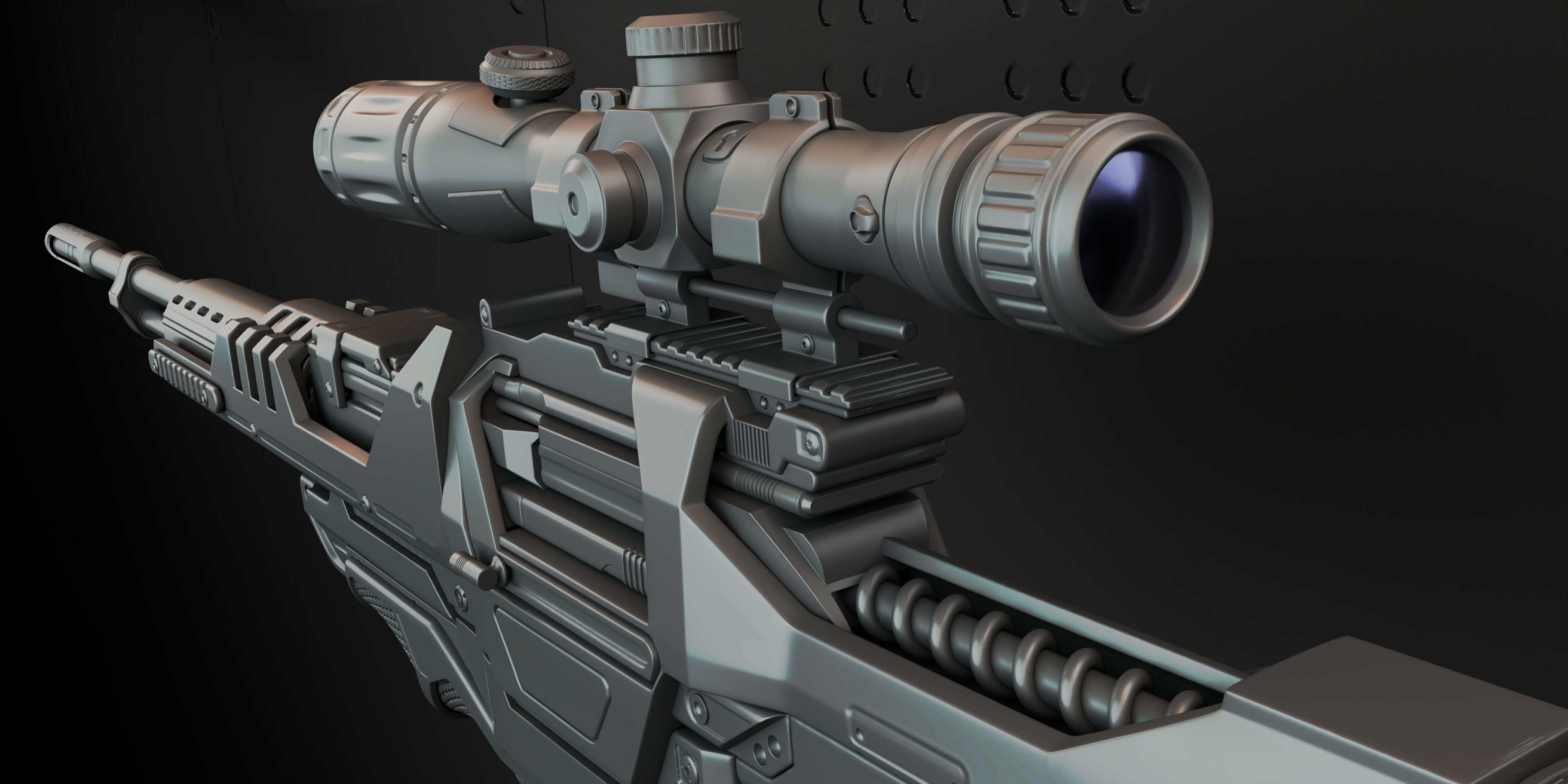 Sci-fi Gun Low-poly 3D model_10